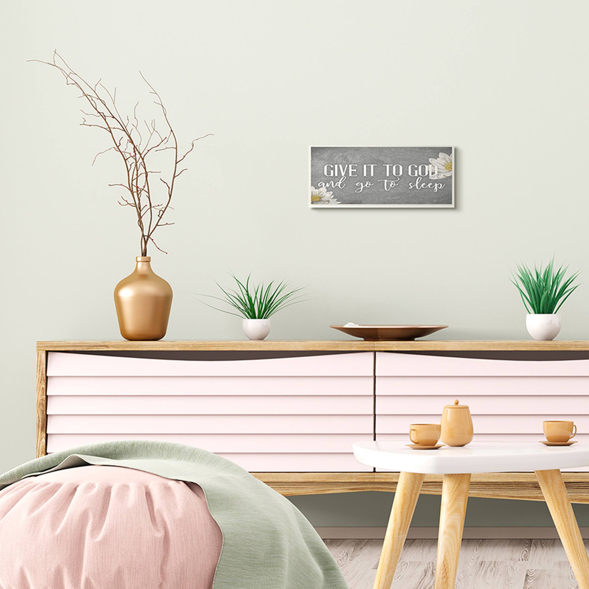 Stupell Industries Give It to God Phrase Rustic Distressed Grey Wood Wall Plaque